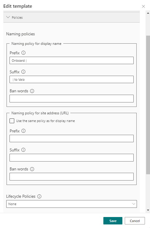 Admin UI naming policy