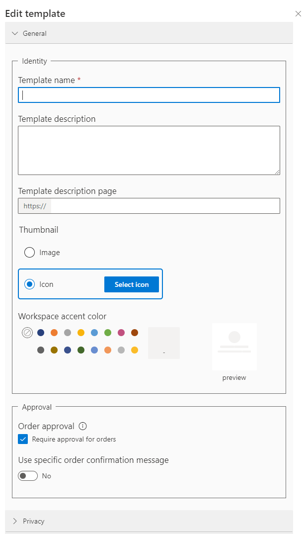 Admin UI edit template