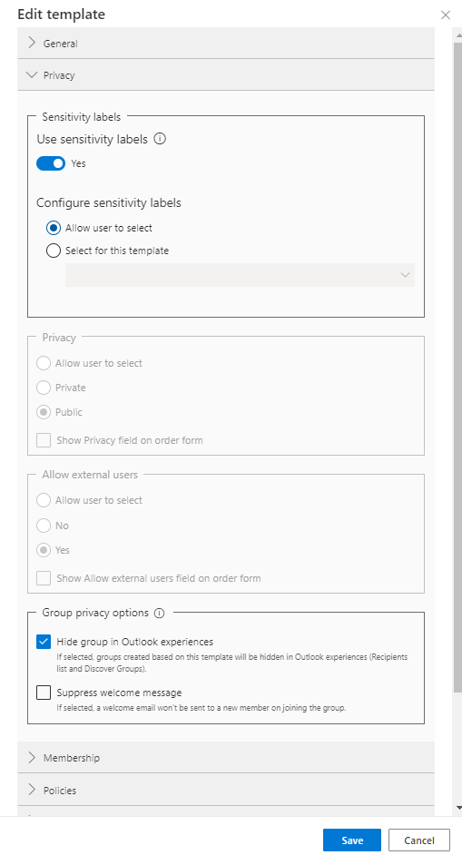 Group privacy options