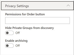 Teamwork Webpart settings Privacy