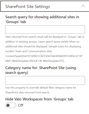 Teamwork Webpart settings SharePoint