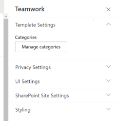 Teamwork Webpart settings